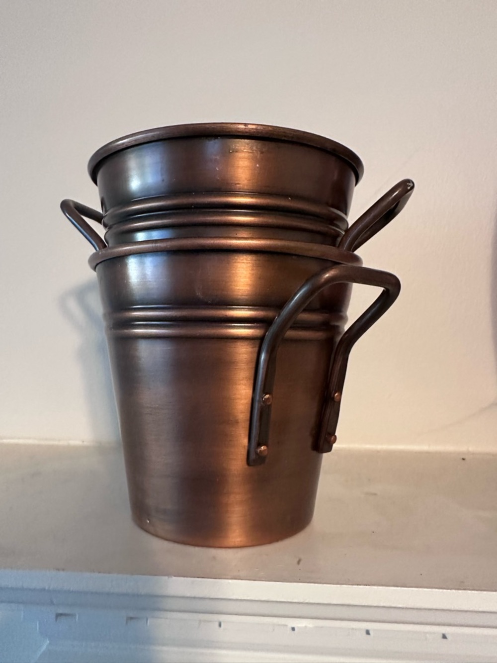 Smith & Hawken Steel Copper Finish Twin Planters with Handles
